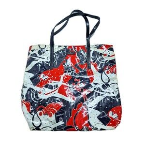 Kate Spade Daycation Bon Shopper Day Setter Tote Patent Travel Airplane Black